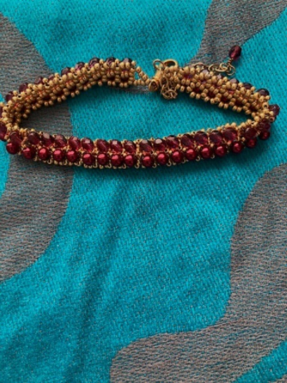 Beautiful Beaded Deep Red Bracelet